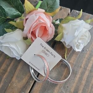 Silver and Pink Hoop Earrings